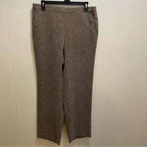 Alfred Dunner Brown Tweed Trouser Pant Comfort Elastic Waist Wide-Leg Office